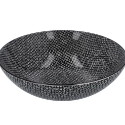 Schüssel China, Flach, Perlen, Schw/wss, 23 Cm