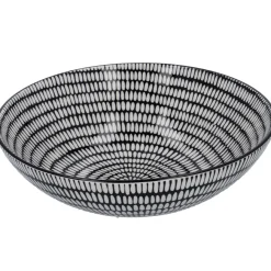 Schüssel China, Flach, Stäbchen/Kreis, Schw/wss, 23 Cm