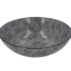 Schüssel China, Flach, Striche, Schw/wss, 23 Cm