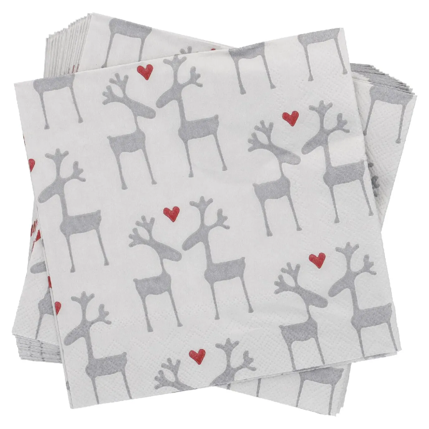 Serviette Hirsch, Hellgrau, 20 Stück