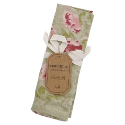Serviette Rosen, Grün, 40 X 40 Cm