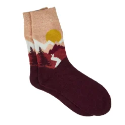 Socke Winter, Damen, Landschaft/rot, Größe 35-41