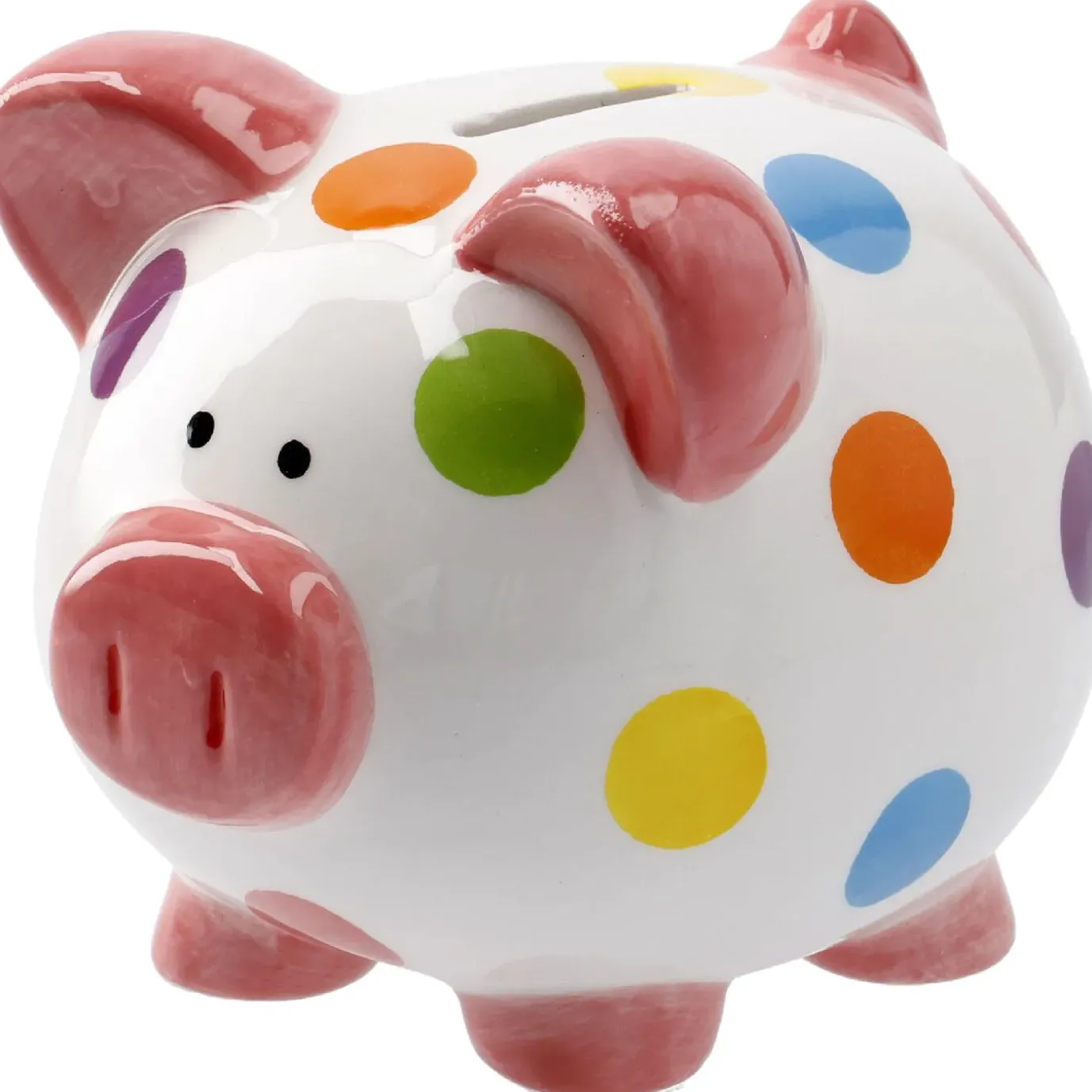 Sparschwein Punkte, Rosa, 13 Cm