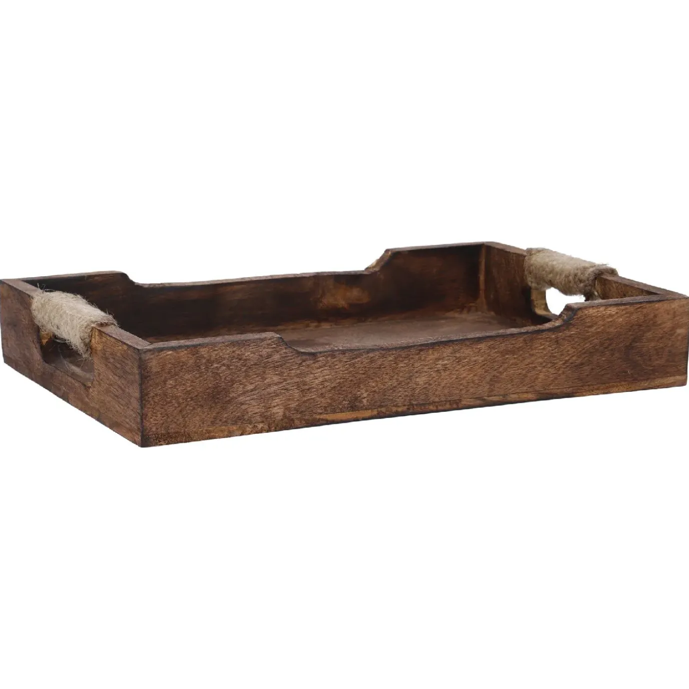 Tablett Mit Seilgriff, Braun, 29.5 X 19.5 Cm