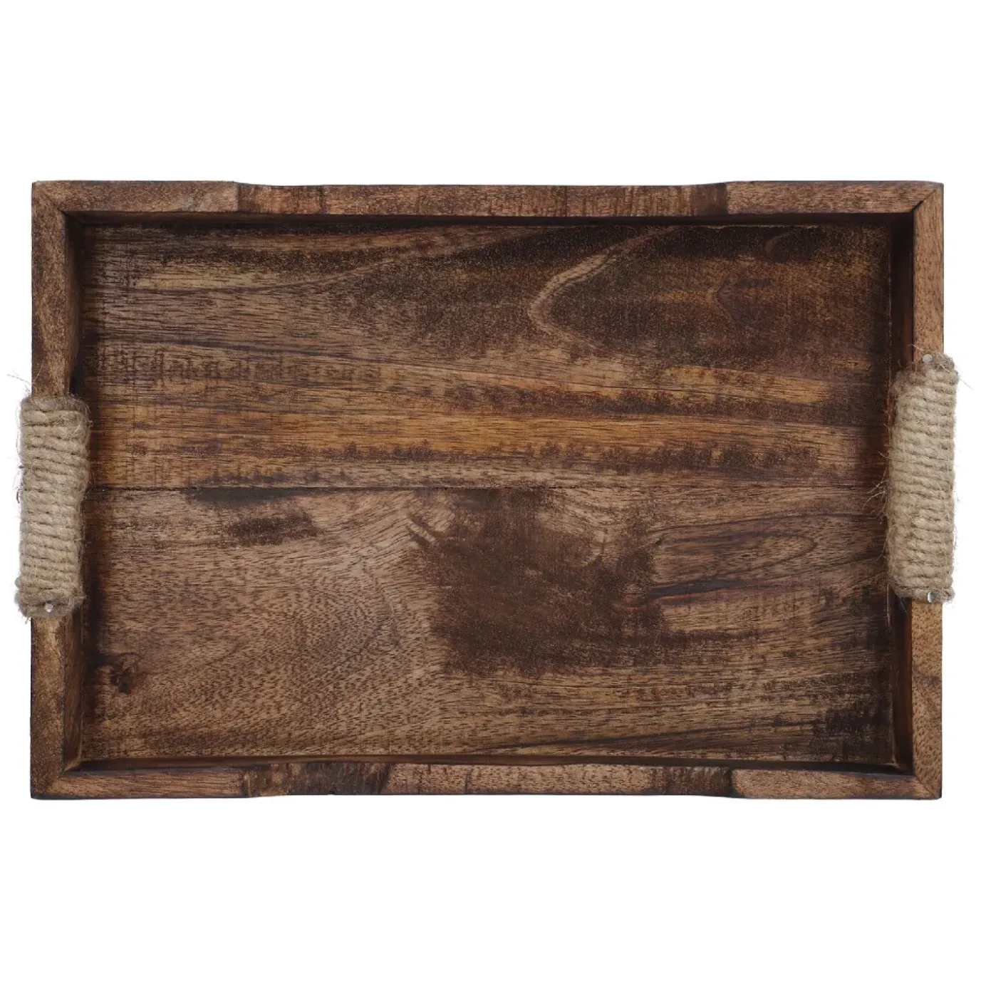 Tablett Mit Seilgriff, Braun, 29.5 X 19.5 Cm