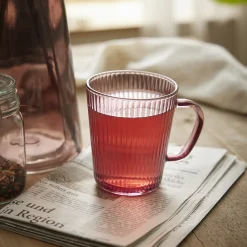 Teeglas Rillen, Rot, 300 Ml