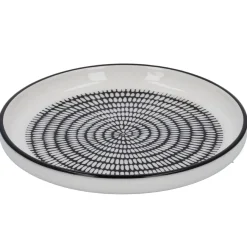 Teller China, Stäbchen/Kreis, Schw/wss, 16.5 Cm