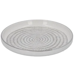 Teller China, Stäbchen/Kreis, Dunkelgrau/wss, 16.5 Cm