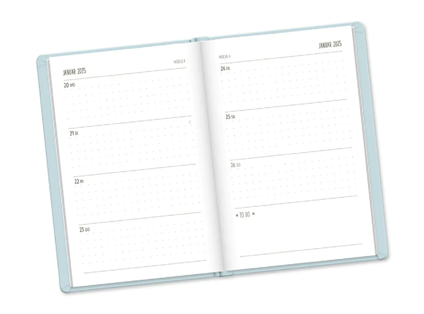 Terminplaner Lederlook, 2025, Hellblau