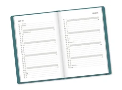 Terminplaner Lederlook, 2025, Petrol