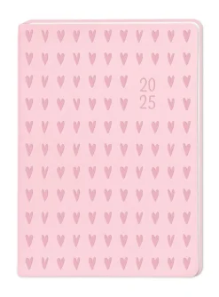 Terminplaner Lederlook, 2025, Rosa