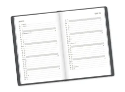 Terminplaner Lederlook, 2025, Schwarz