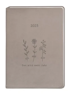 Terminplaner Lederlook, 2025, Taupe