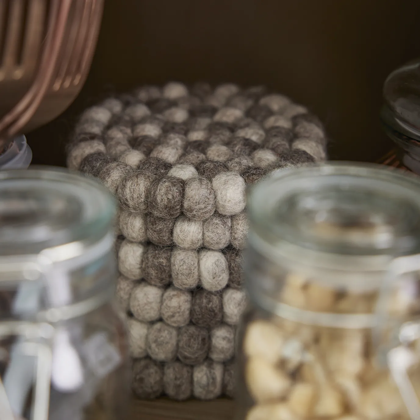 Untersetzer Filzkugeln, Taupe Mix, 10 Cm