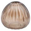 Vase Rillen, Dunkelbraun/bauchig, Höhe 7.5 Cm