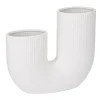 Vase U-Form, Geriffelt, Weiß-matt, 18 X 16 Cm