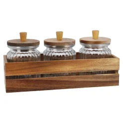 Vorratsglas-Trio In Holzbox, Klar/natur