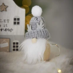 Wichtel Mütze/Geweih, Grau, 9 Cm