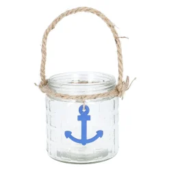 Windlicht Anker/Seil, Blau, 11 X 11.5 Cm