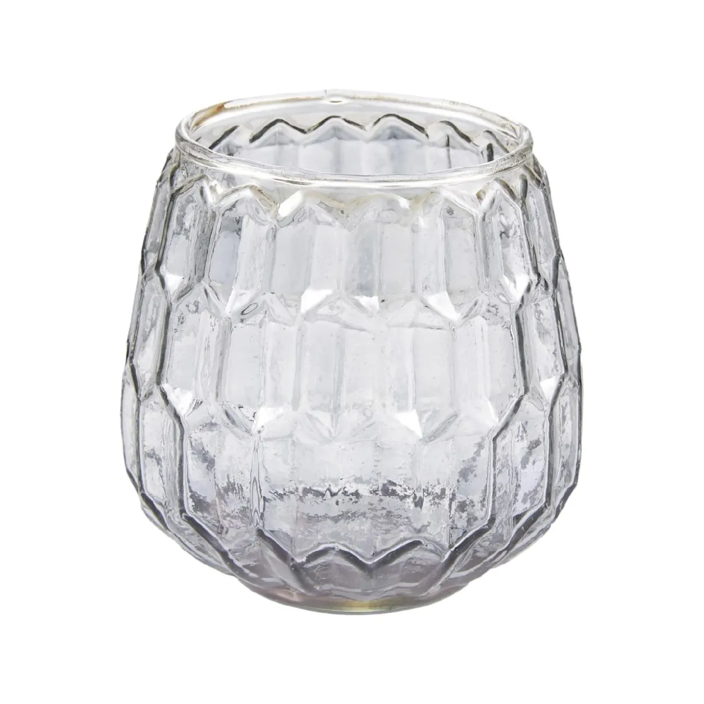 Windlicht Relief, Grau/transparent, 9 X 8 Cm