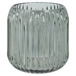 Windlicht Rillen/schmal, Türkis, 8.4 X 8.6 Cm