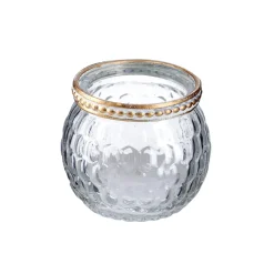 Windlicht Saira, Metallrand, Klar/Wabe, 5 Cm