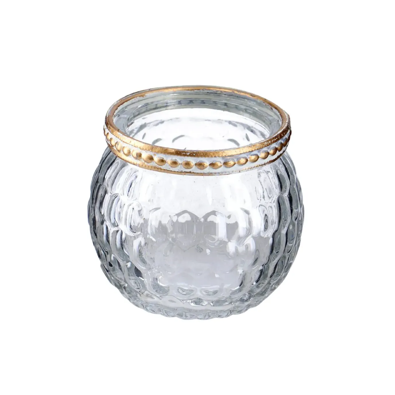 Windlicht Saira, Metallrand, Klar/Wabe, 5 Cm