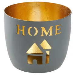 Windlicht Spruch, Home/grau, 10 X 8.5 Cm