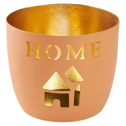 Windlicht Spruch, Home/orange, 10 X 8.5 Cm