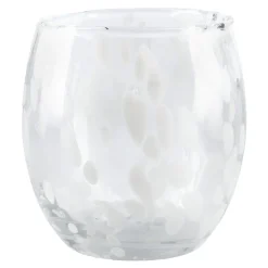 Windlicht Tupfen, Bauchig/weiß, 12 Cm