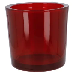 Windlicht Zylinder, Dick/rot/transparent, 12.5 X 12 Cm
