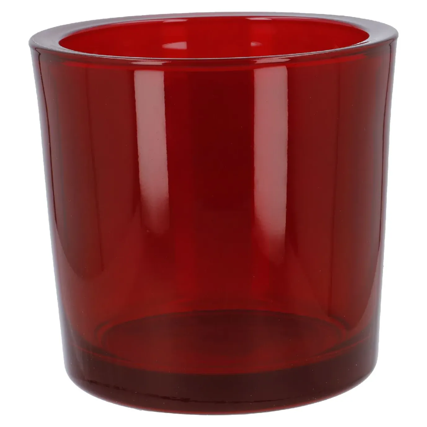 Windlicht Zylinder, Dick/rot/transparent, 12.5 X 12 Cm